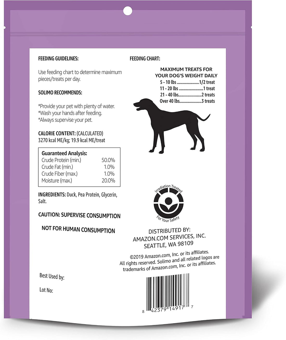 Solimo Duck Jerky Dog Treats,2 pounds