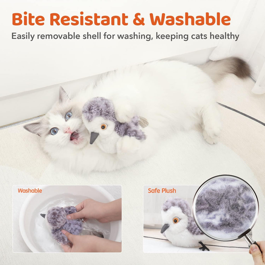 Potaroma Flapping Owl Cat Toys, Lifelike Bird Chirp