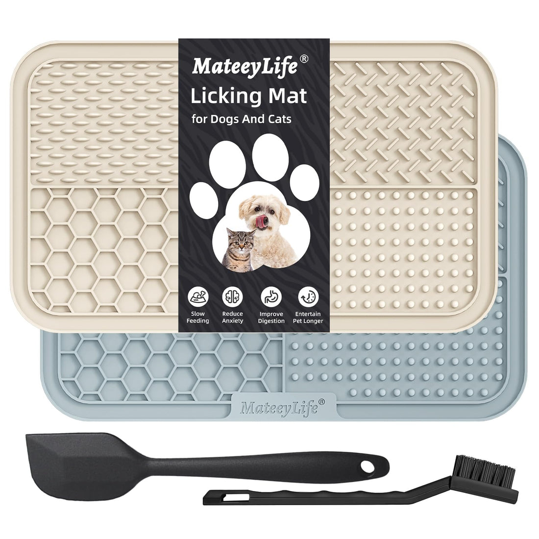 MateeyLife 2PCS Large Lick Mat for Dogs with Suction Cups