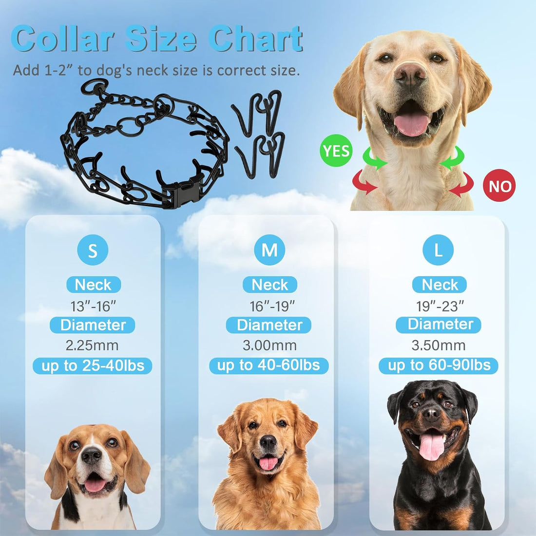 Prong Pinch Collar for Dogs,Dog Training Collar for Small Medium