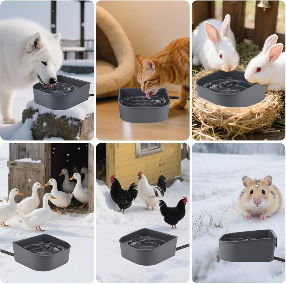 Billionchains Hanging Heated Water Bowl for Cats/Rabbits/Chicken/Dogs