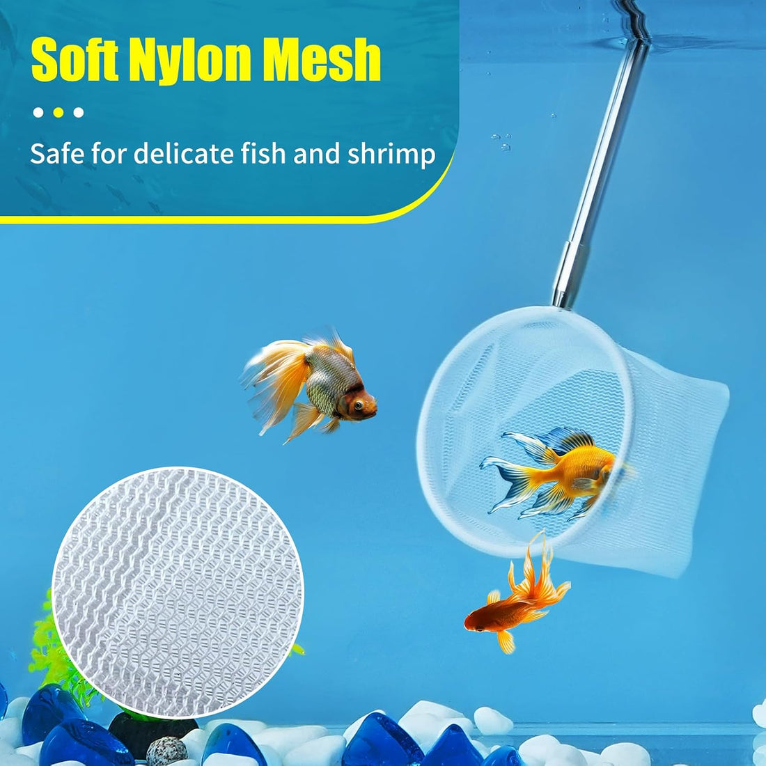 AQUANEAT Small Fish Tank Shrimp Net, Aquarium Debris Cleaning Tools