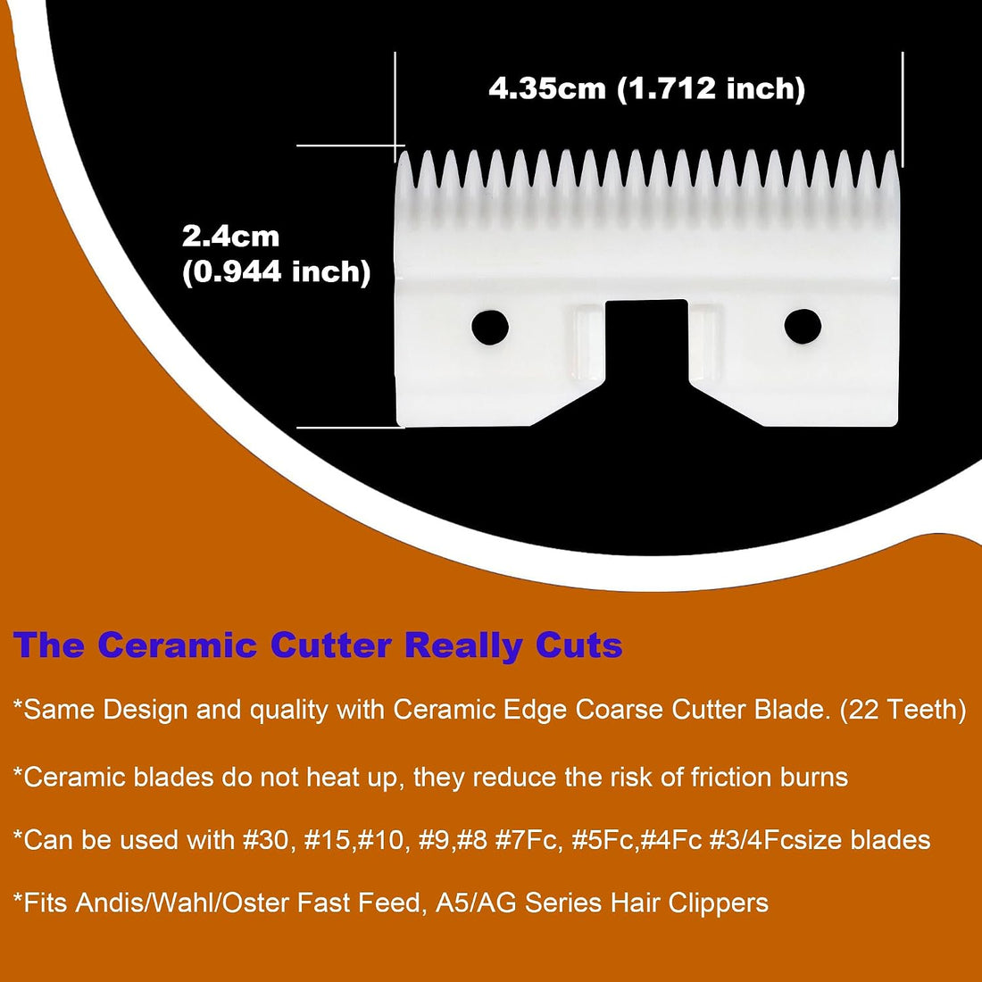 3PCS Ceramic Coarse Replacement Blade Cutter Compatible with Andis