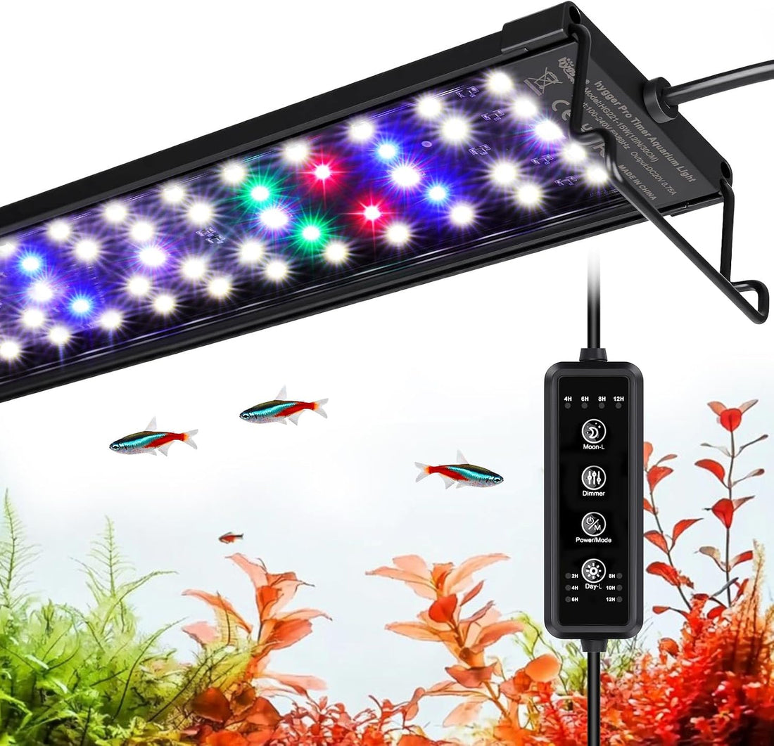 hygger LED Aquarium Light, 15W Full Spectrum Plant Lamp with Timer