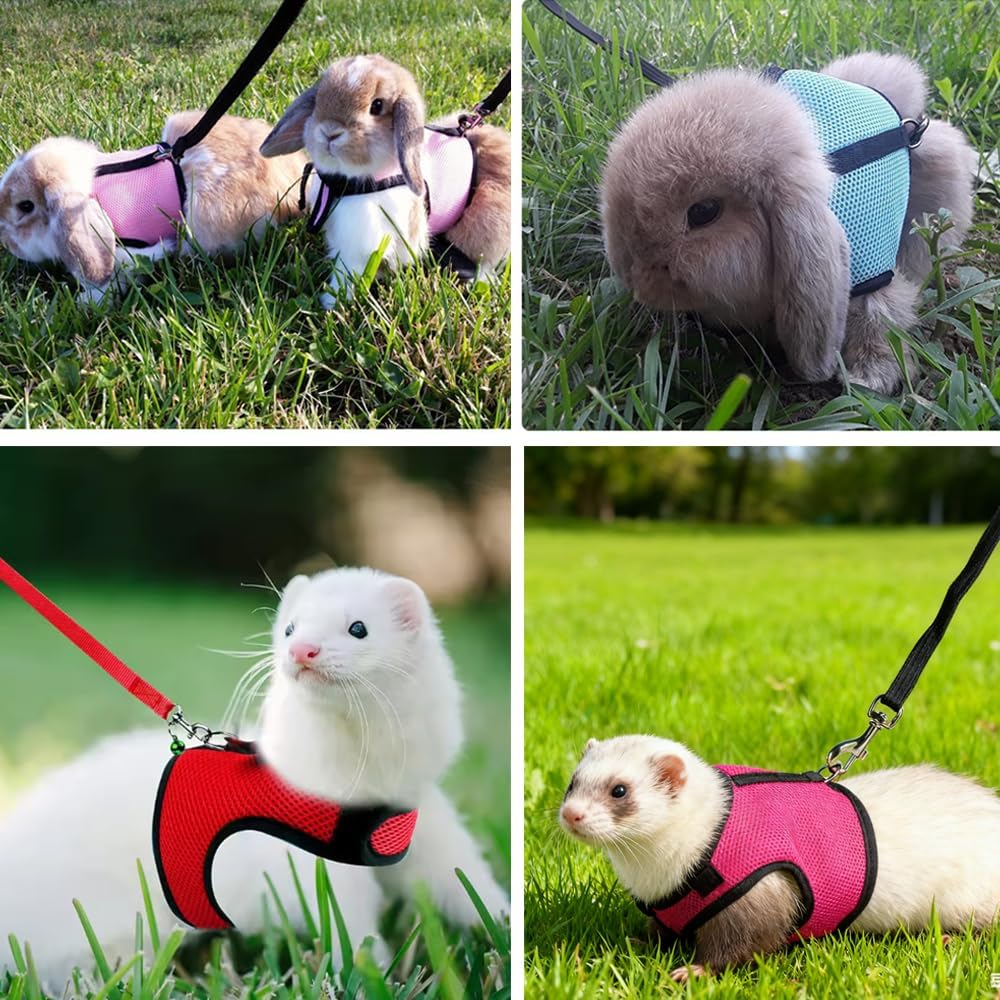 Bunny Leash and Harness Escape Proof Soft Rabbit Harnesses Mesh Vest