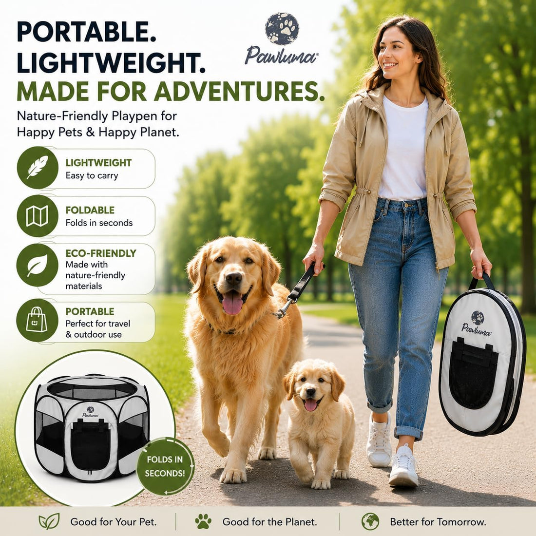 Portable Dog or Cat Playpen - Lightweight Durable Playpen for Pets
