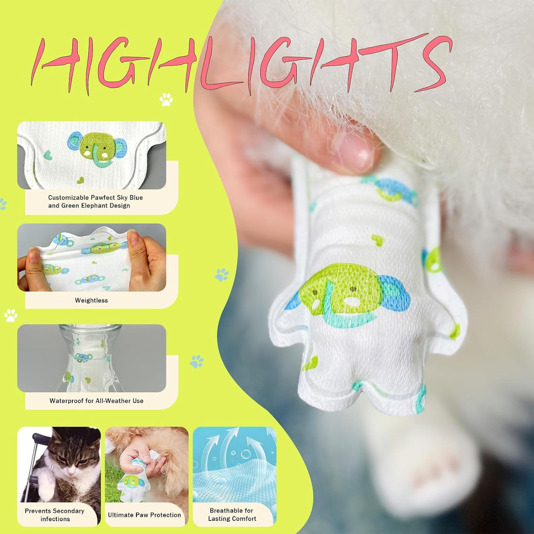 Disposable Dog Booties Waterproof, Paw Protectors, 20 Pcs, Large