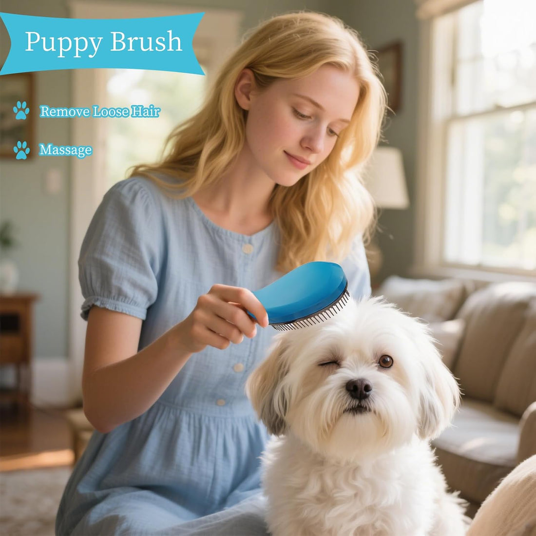 Comma-Shaped Small Dog Brush, Puppy Essentials