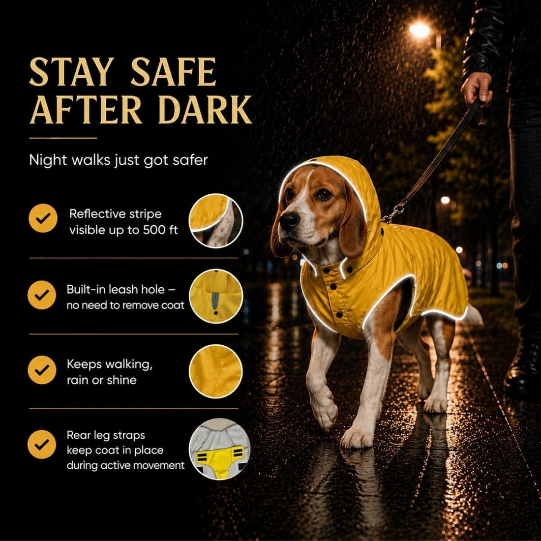 Dog Raincoat for Medium Dogs, Waterproof Rain Jacket with Hood