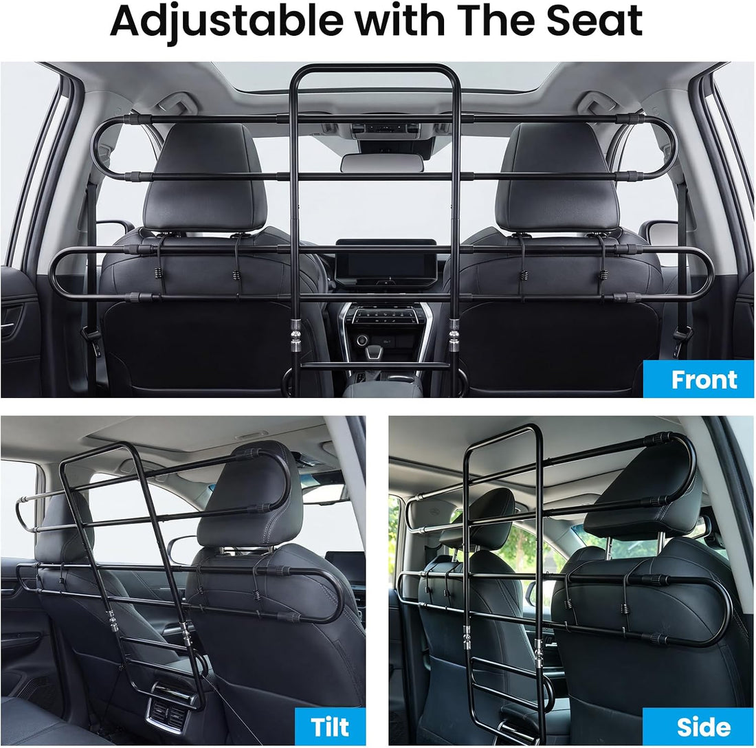 Dog Car Barrier,45"–63" Width Adjustable with 5 Hooks