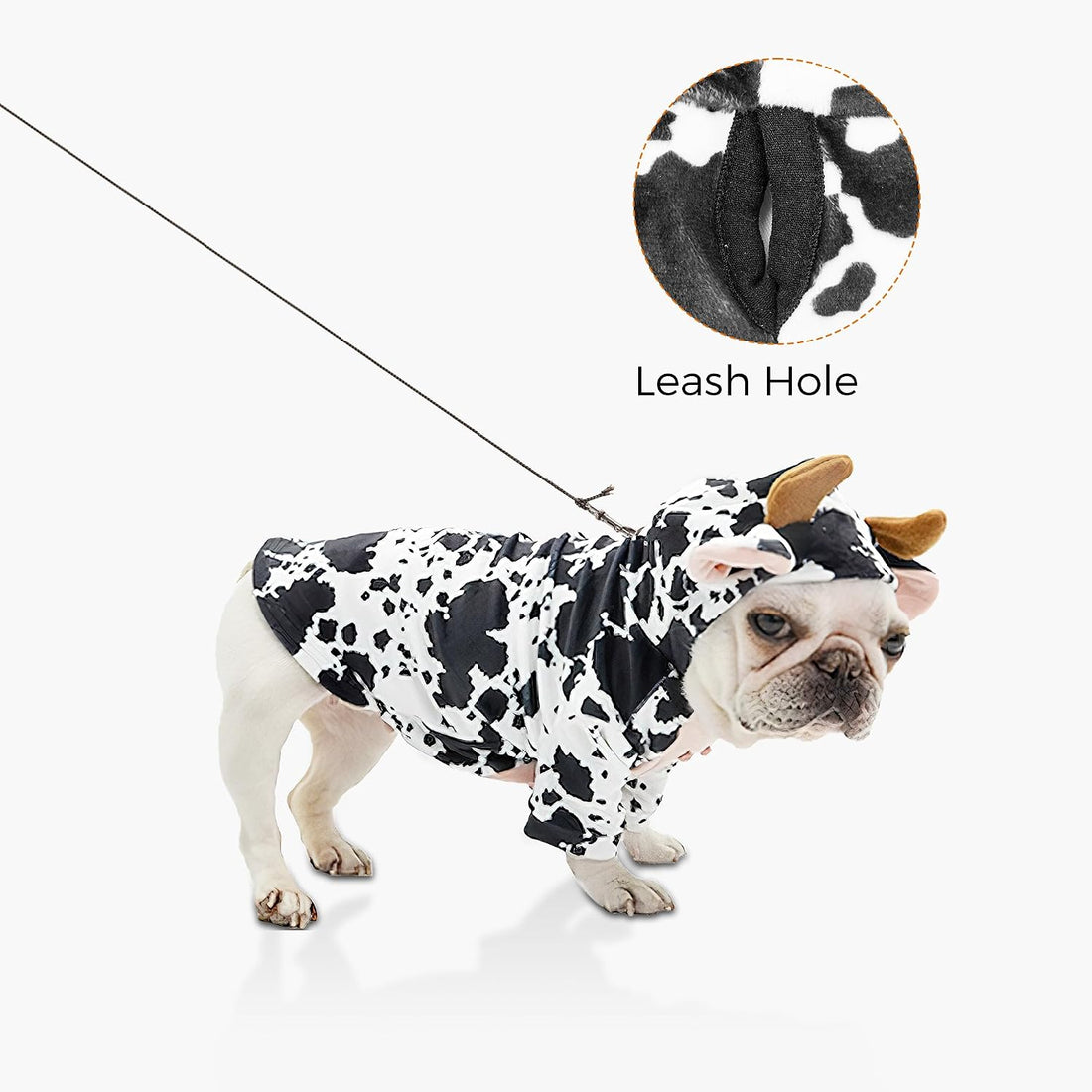 DELIFUR Dog Cow Costume for Halloween, Black and White