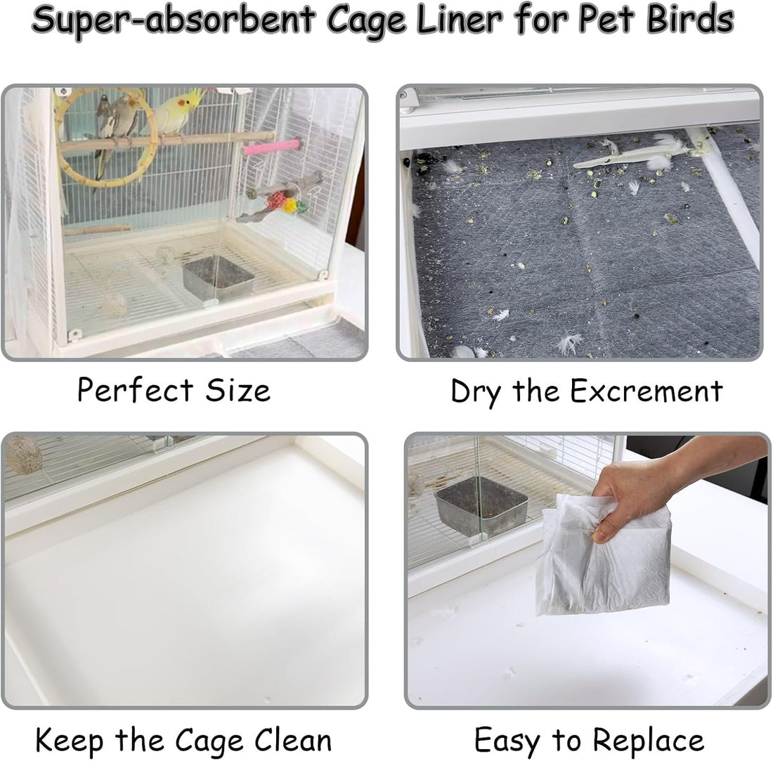50 Sheets 23 x 17in Super-Absorbent Cage Liners for Pet Birds