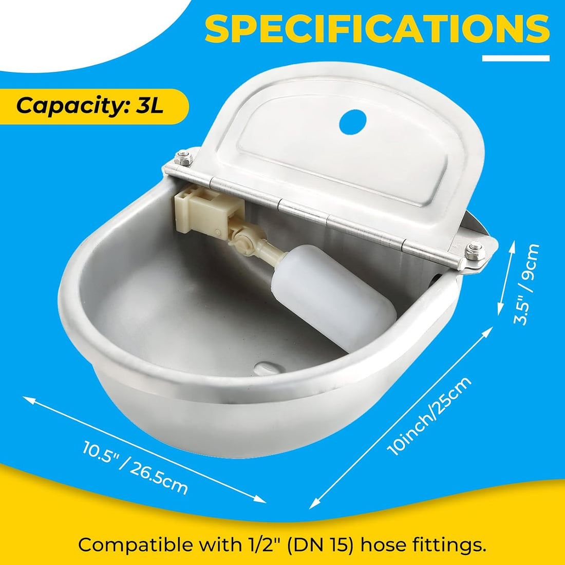 NATGAI Automatic 304 Stainless Steel Waterer Bowl