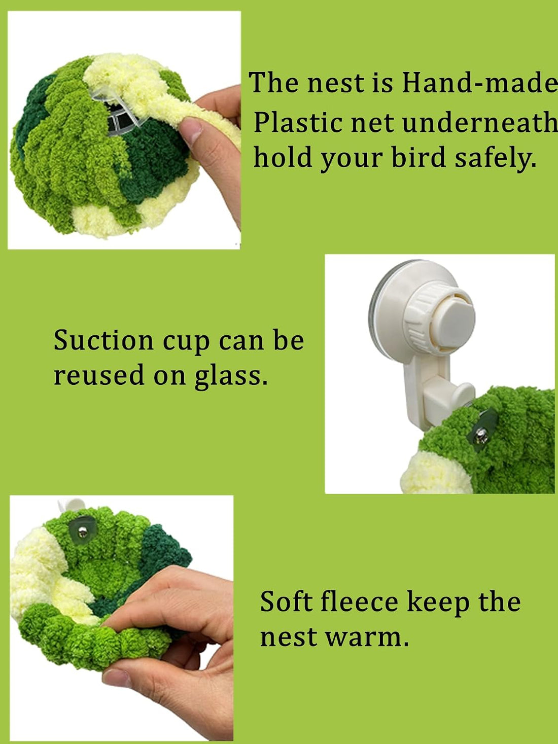 TAKSDAI Portable Suction Cup Bird Perch Nest for Travel Car Window