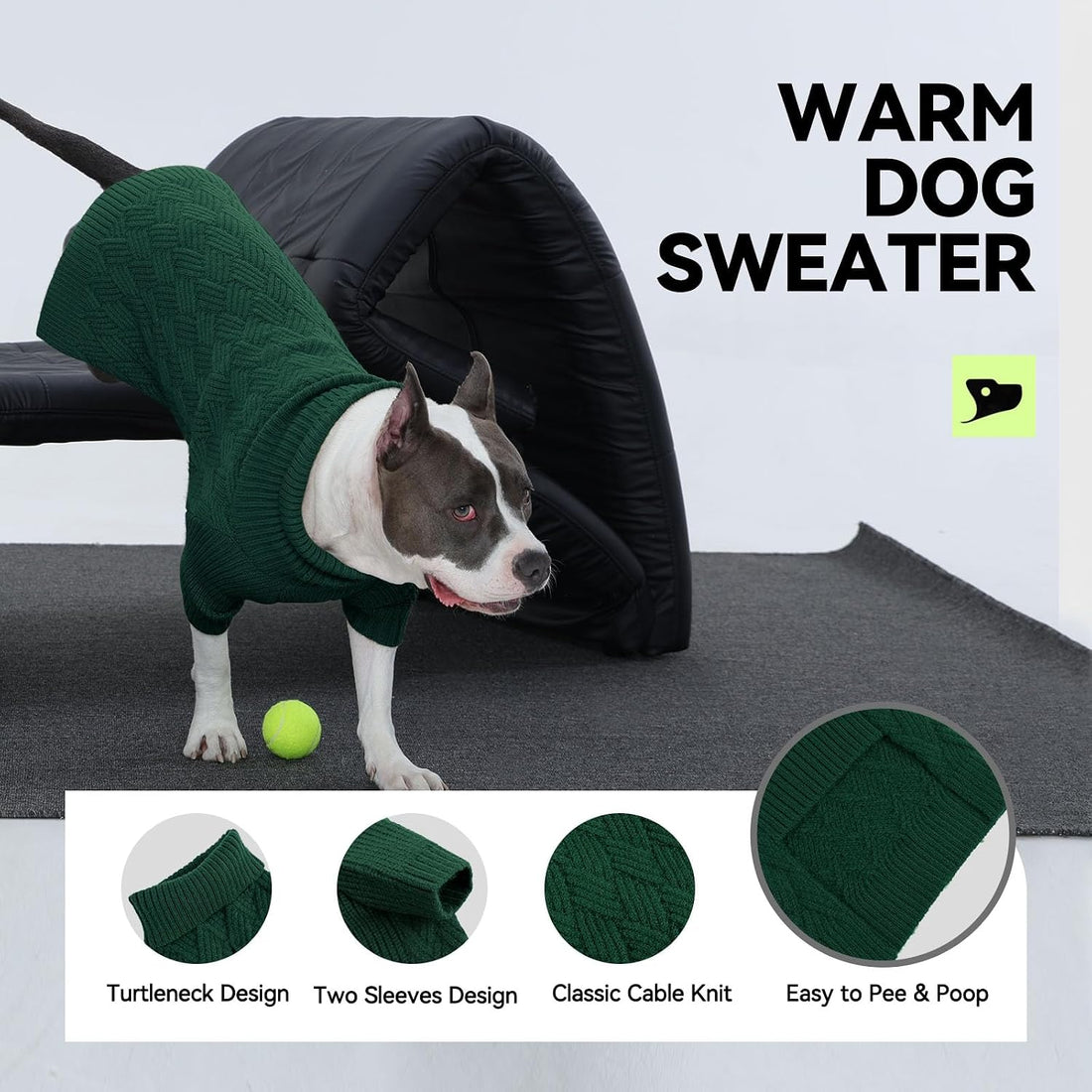 Small Dog Sweater, Turtleneck Dog Christmas Sweater