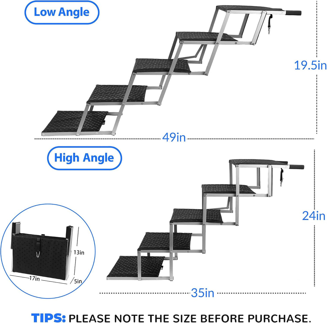 Niubya 5 Step Foldable Dog Stairs for Large Dogs,200LB Capacity 17"