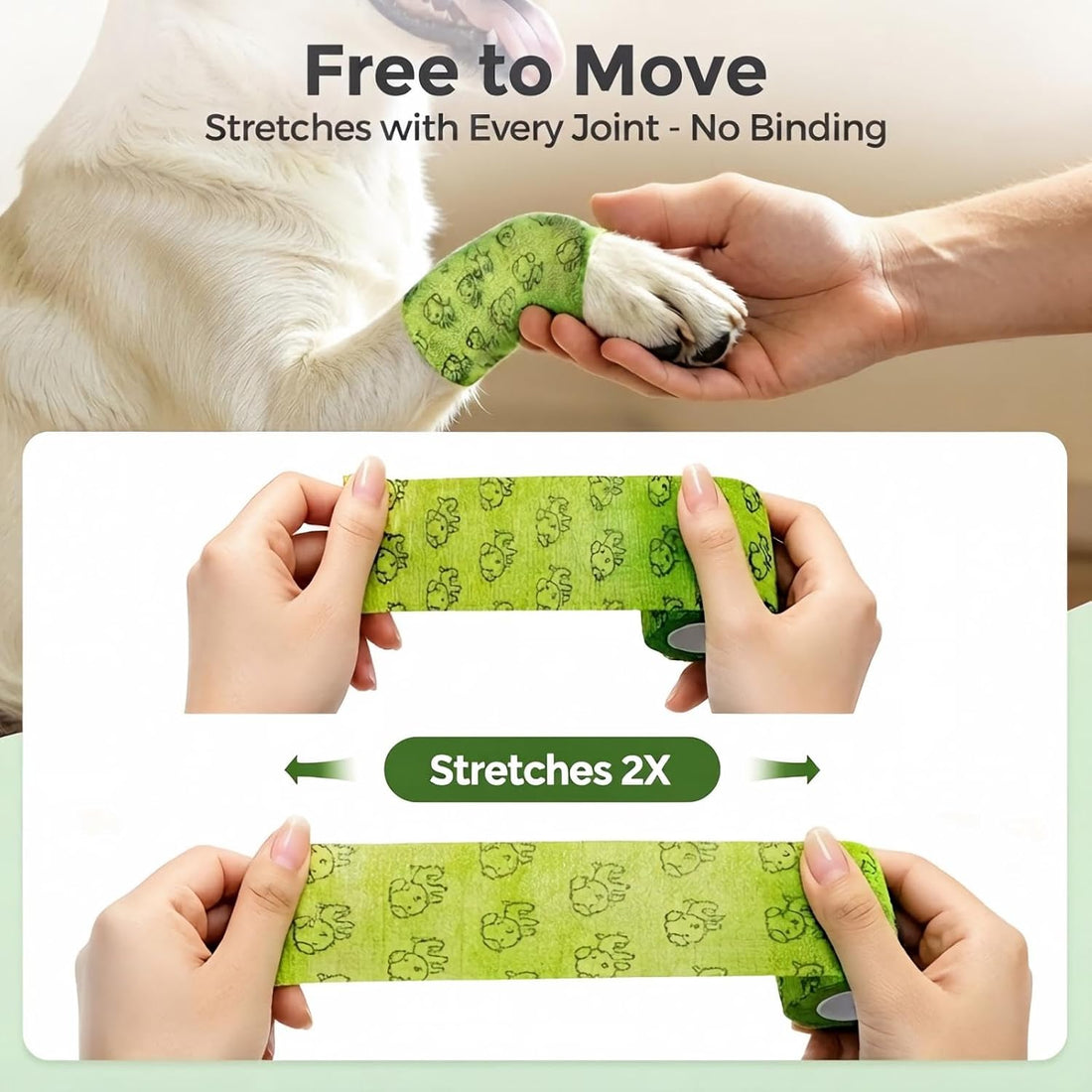6 Rolls Quibra Vet Wrap,Self Adhesive Bandage Wrap,Stop Licking Wound