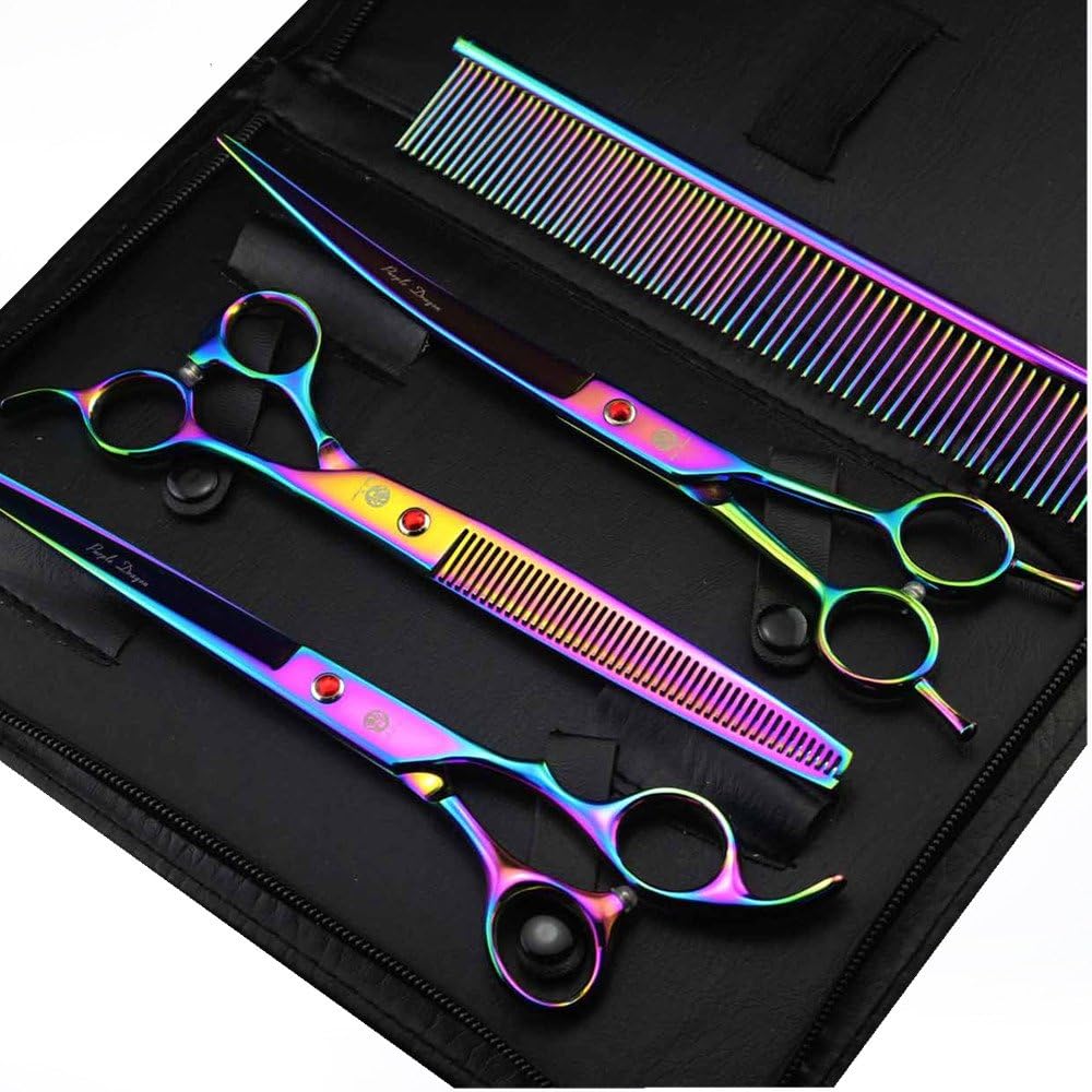 Purple Dragon 8 inch 3 in 1 Professional Pet Grooming Thinning