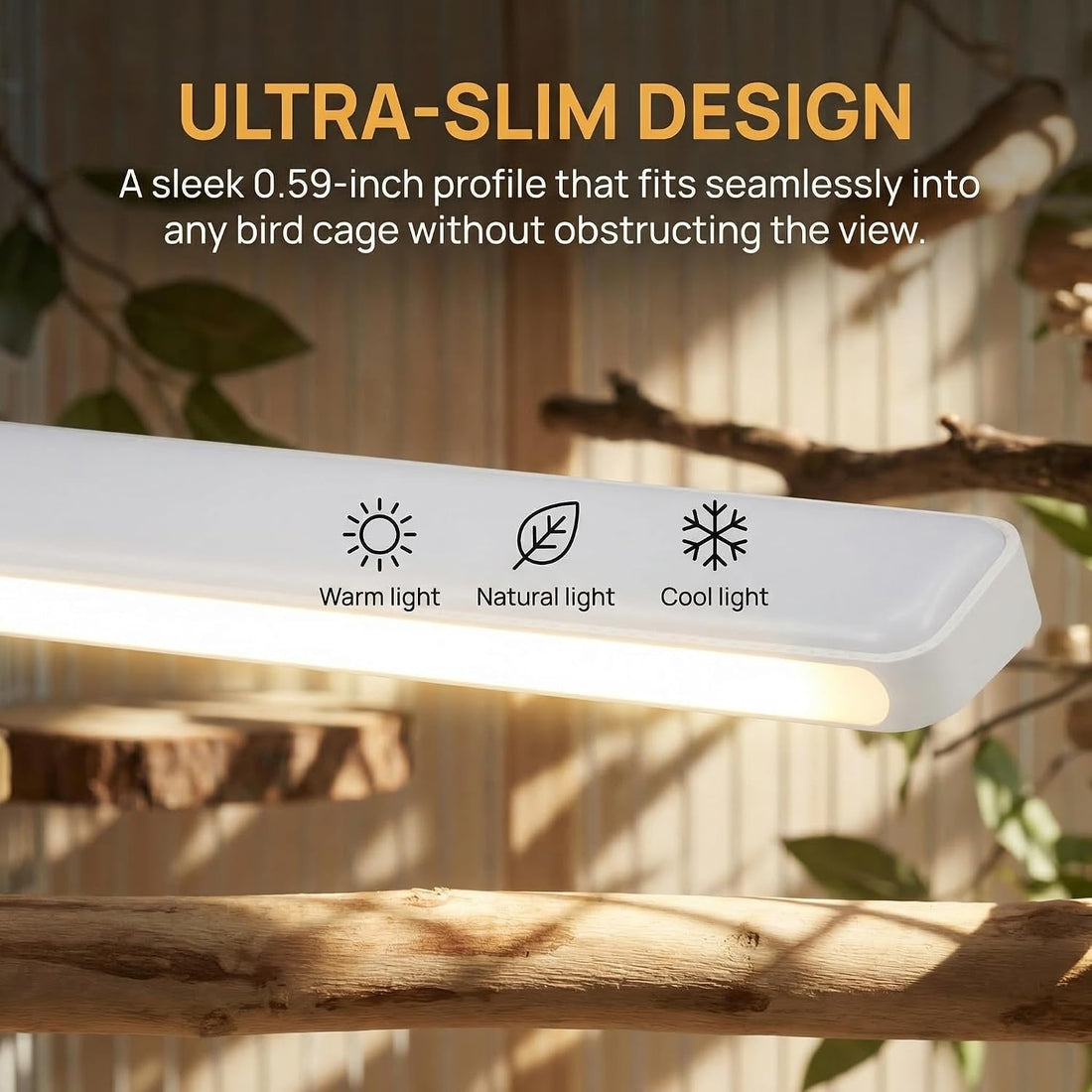 Bird Cage LED Light 3 Color Modes, USB Rechargeable