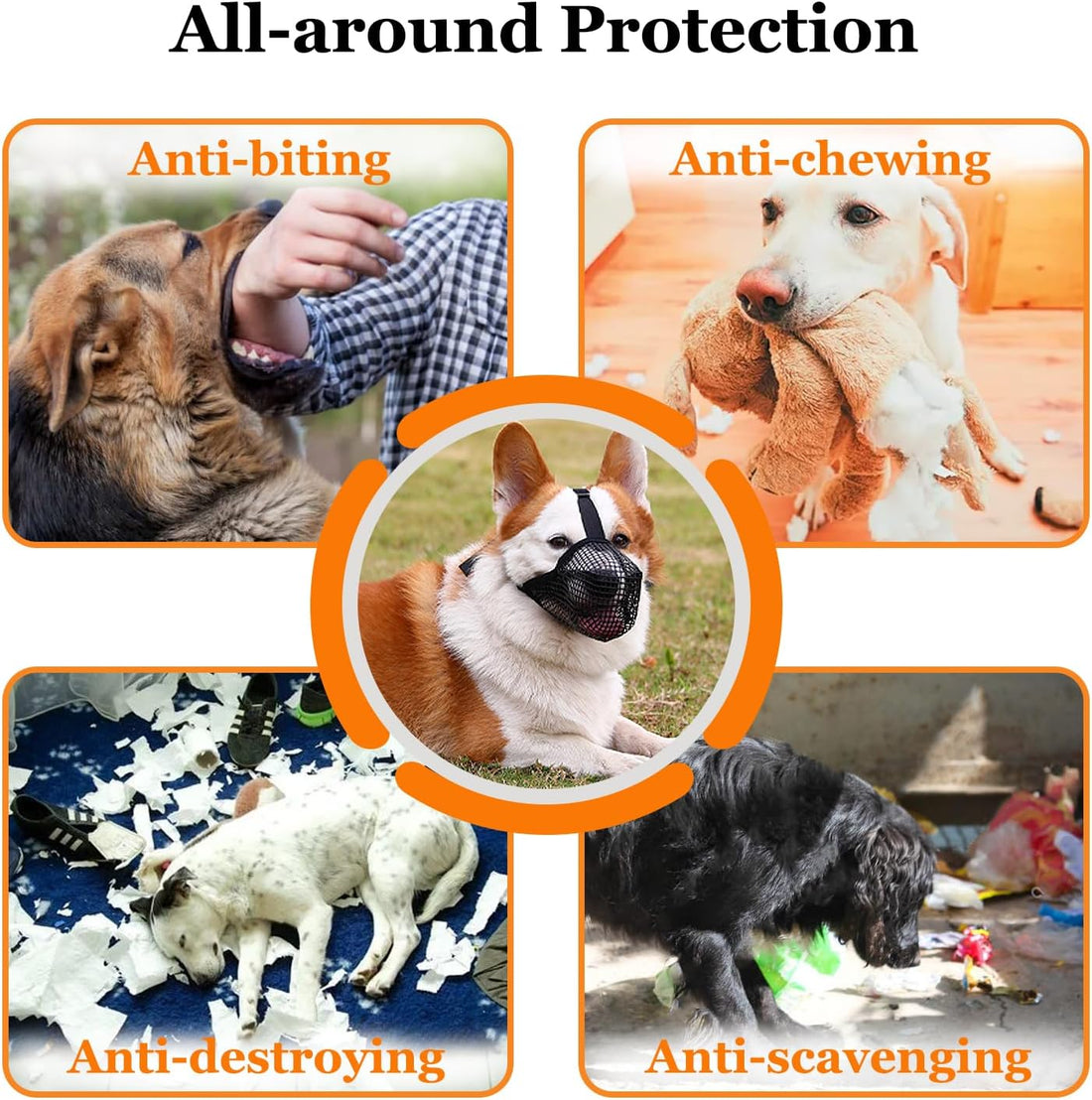 Crazy Felix Mesh Covered Dog Muzzle for Small Medium Large Dog Anti