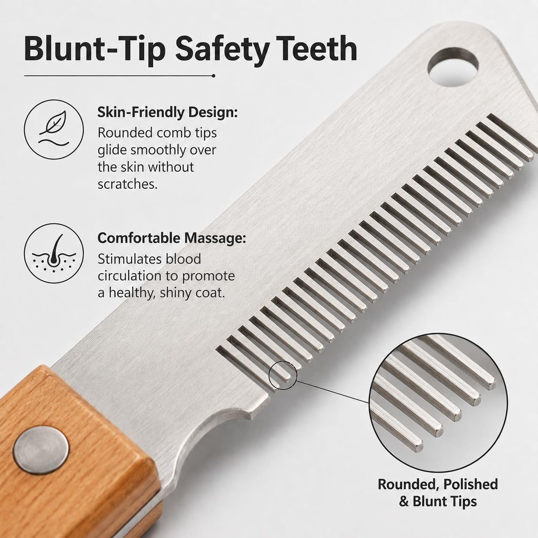 Dog Hand Stripping Knife, Fine-Tooth Tool for Wiry Coats, Wood Handle