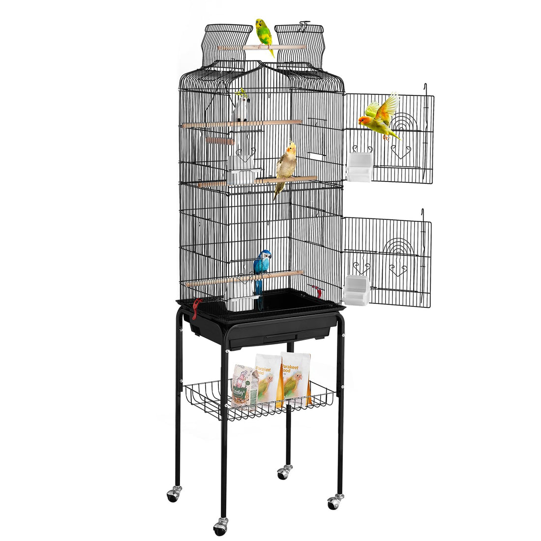 VEVOR 64-inch Open Top Large Parrot Bird Cage with Detachable Rolling