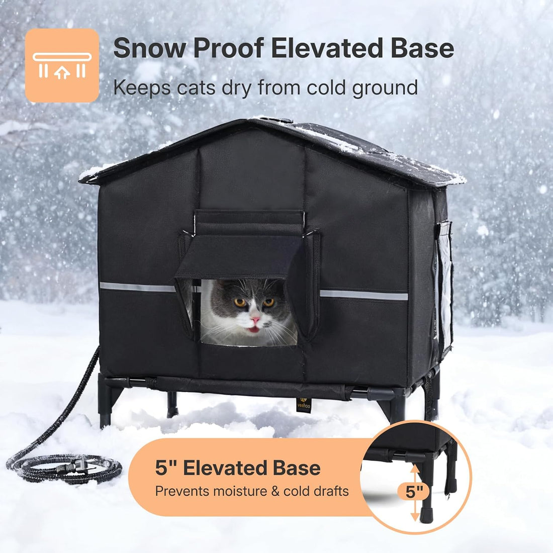 Veehoo Outdoor Heated Cat House Weatherproof