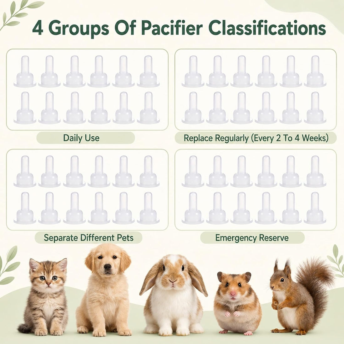 50 Pcs Kitten Nipples for Feeding,Rubber Soft Bottle Nipples