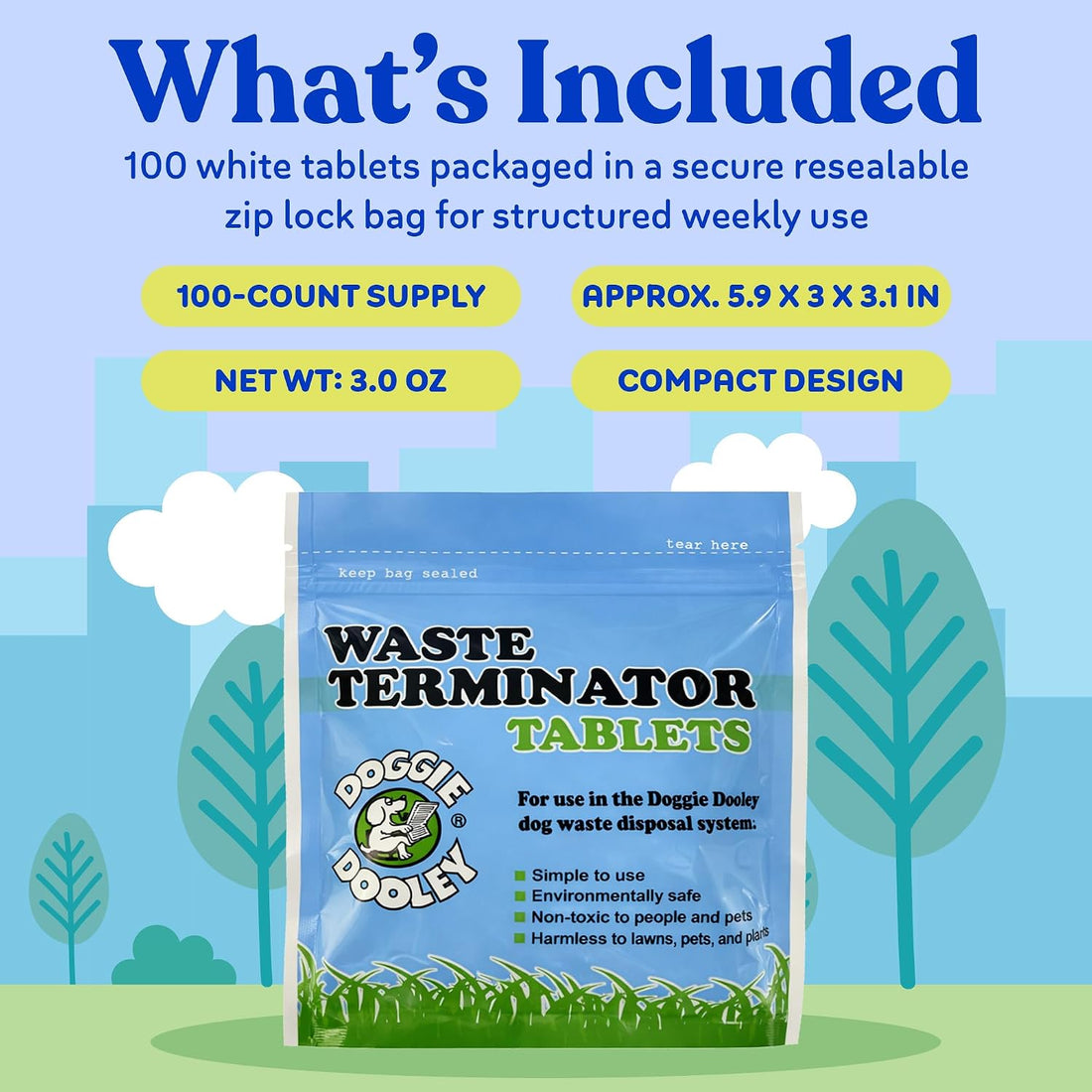 Doggie Dooley Waste Terminator Tablets - Resealable Pouch