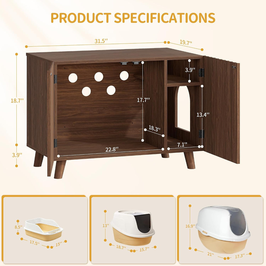 Hzuaneri 31.5 Inches Cat Litter Box Enclosure