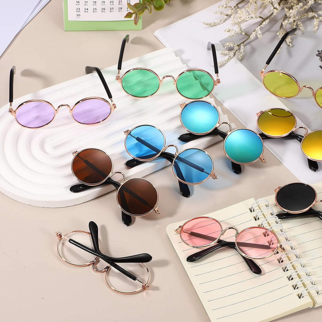Dog Sunglasses, Retro Dog Kittens Glasses Round