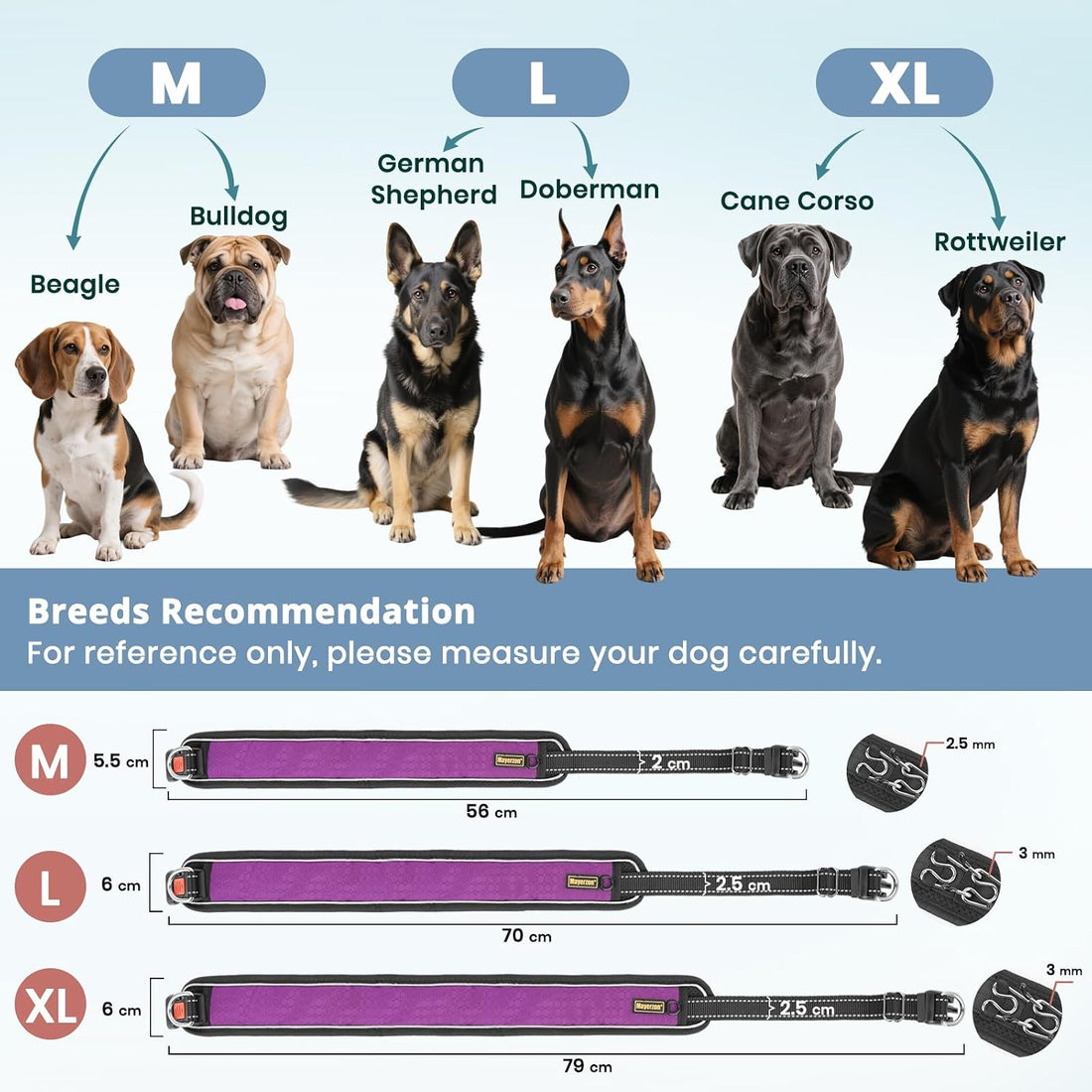 Mayerzon Patented No Pull Collar for Small Medium Large Dogs, Purple