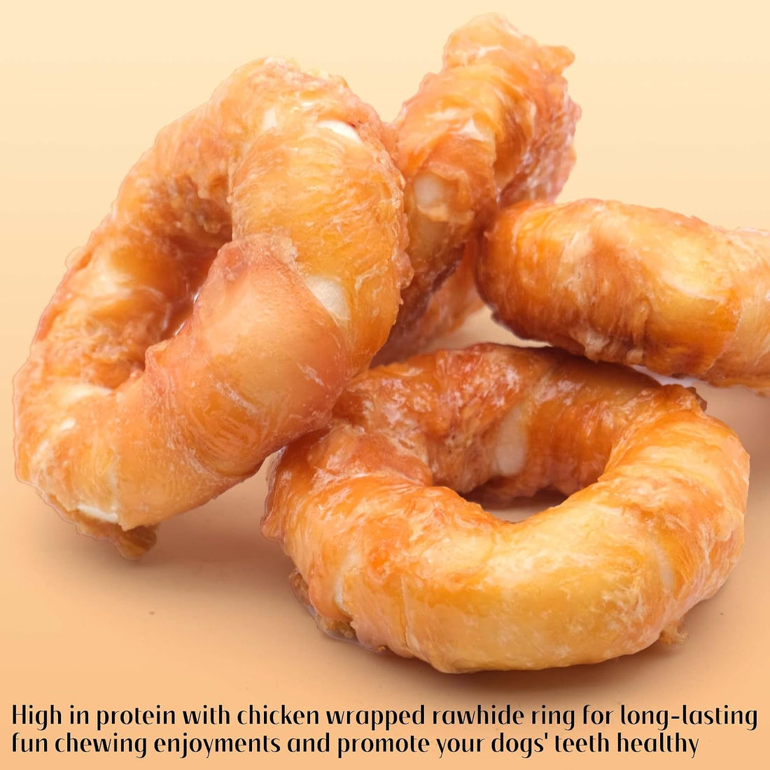 Dog Donut Treats, Chicken Wrapped Rawhide Donuts