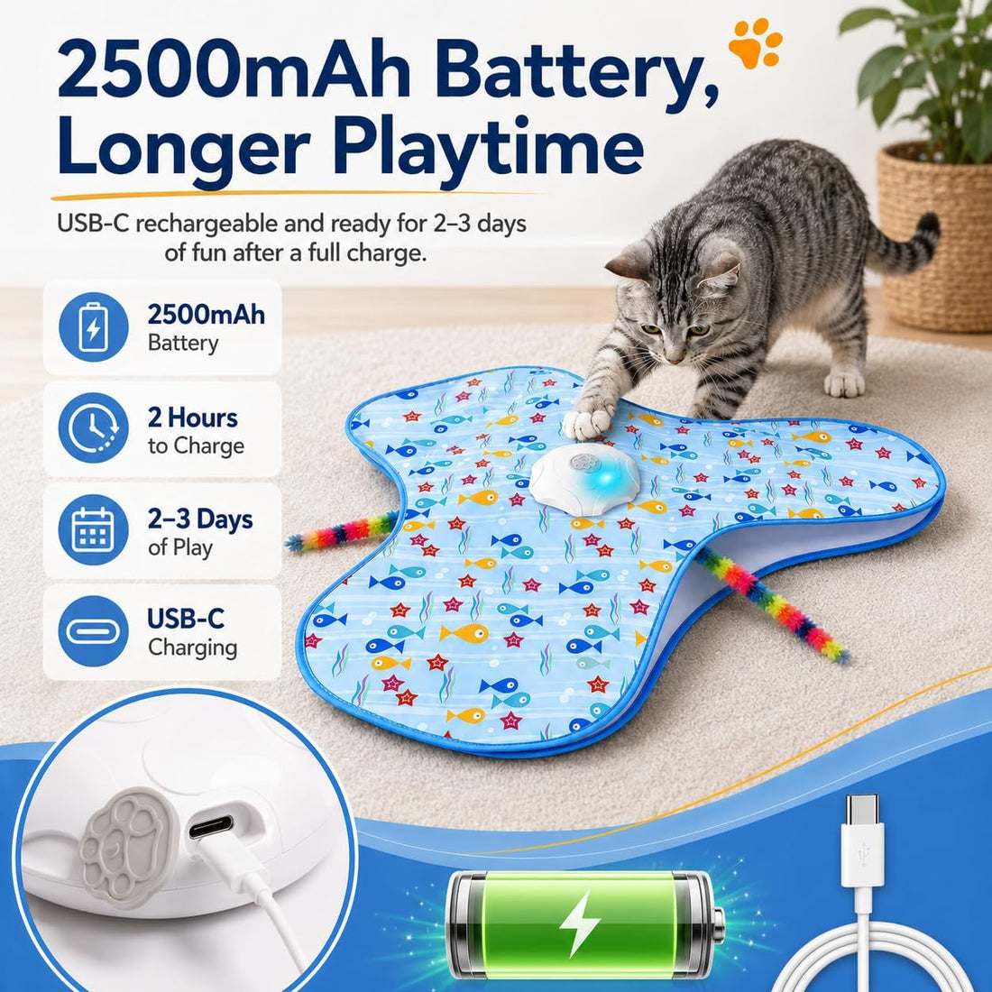 Interactive Cat Toys for Indoor Cats, Hide and Seek, 3 Smart Modes