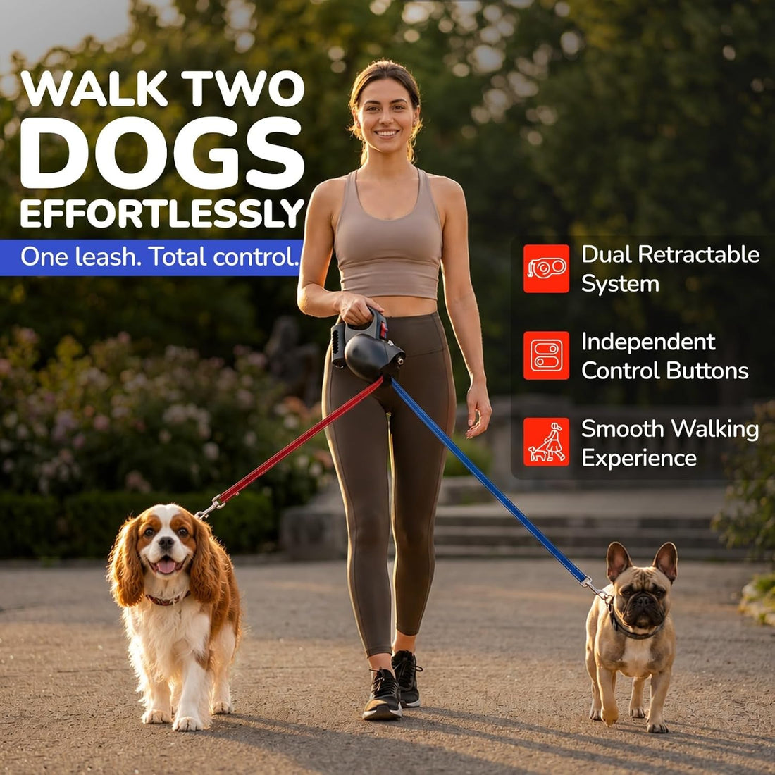 360° Tangle-Free Strong Dual Retractable Dogs Leash