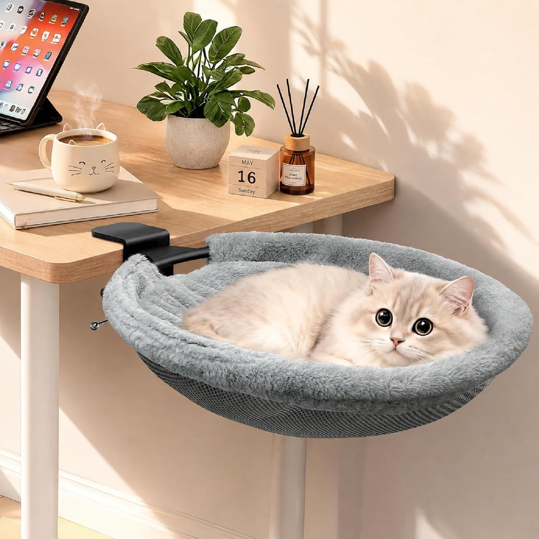 17.3" Extra Large Cat Desk Bed Cat Desk Hammock for Home Office Holds