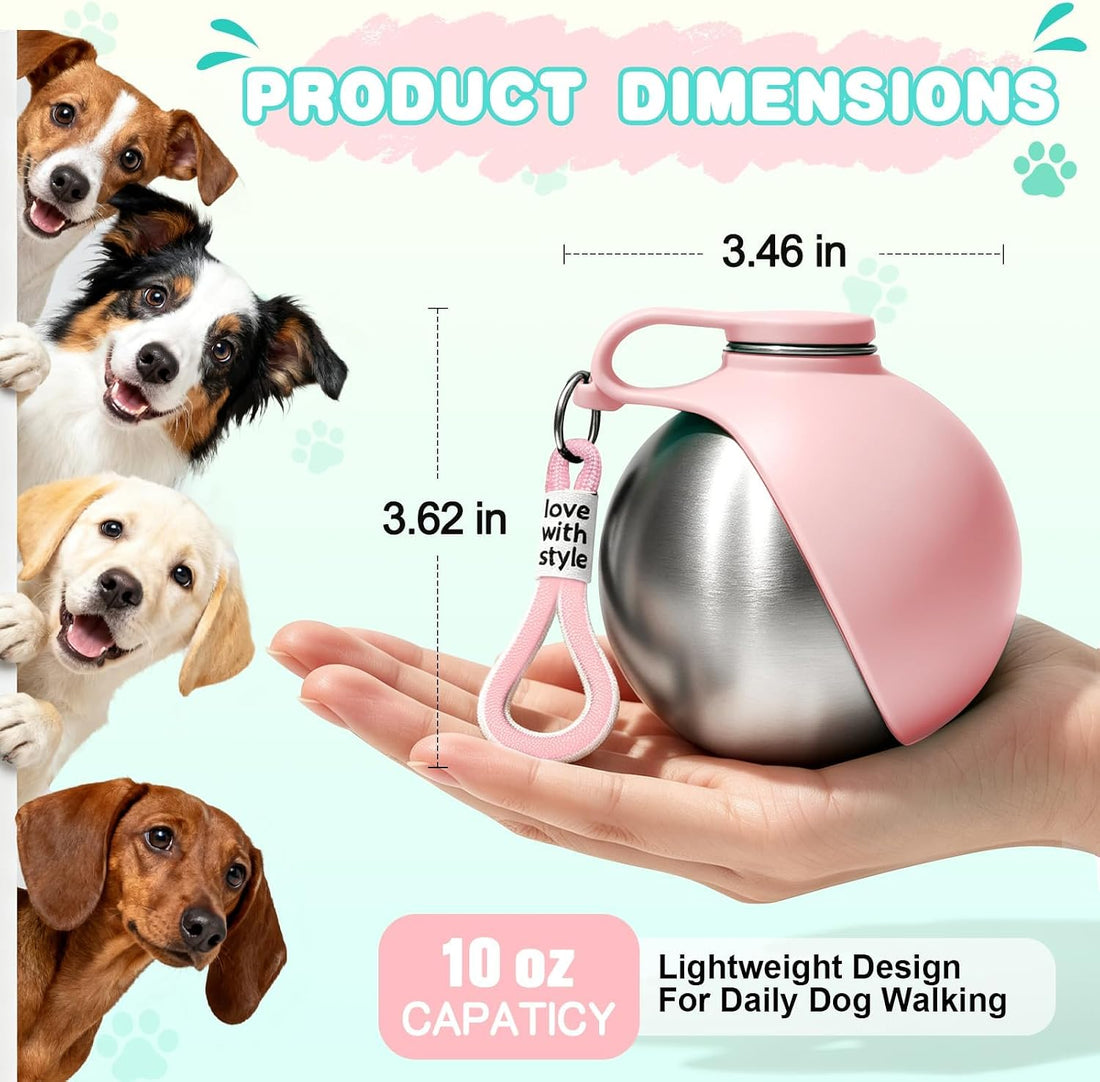 Drain-Back Stainless Steel Portable Dog Water Bottle with Bowl