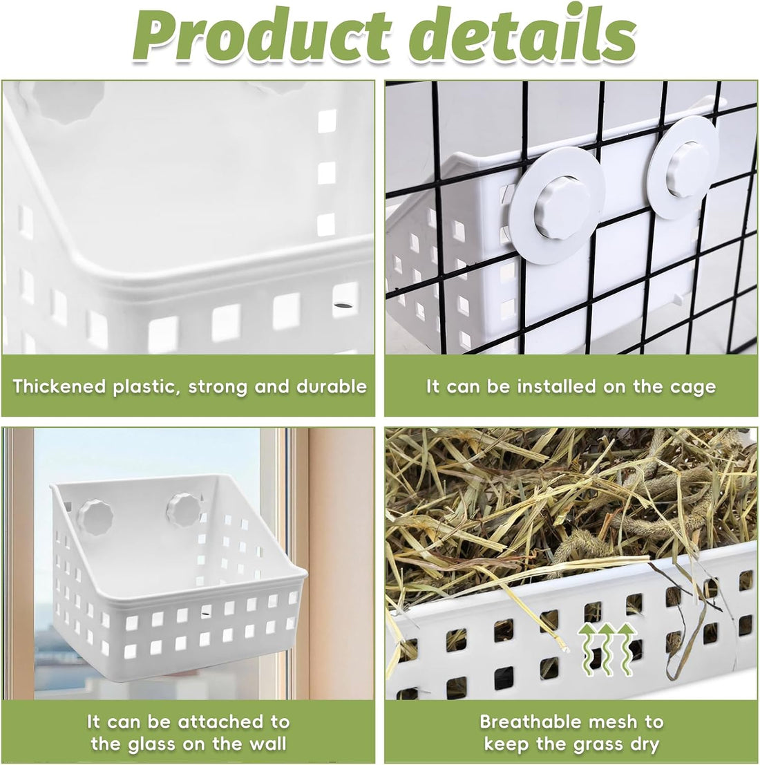 PINVNBY Hay Feeder for Rabbits, Less Wasted Hay Rack Manger