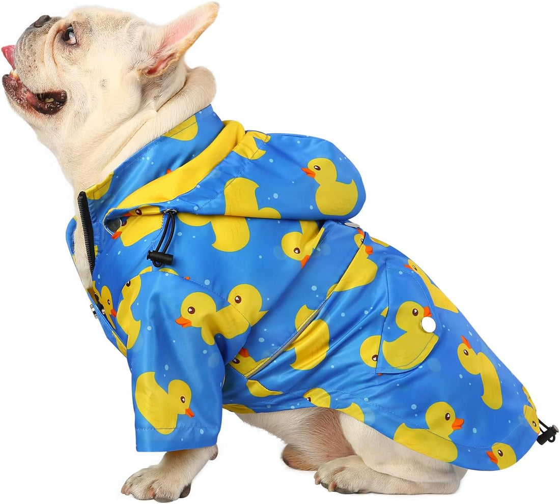 HDE Premium 2-Layer Zip Dog Raincoat Poncho w/Leash Hole & Hood B