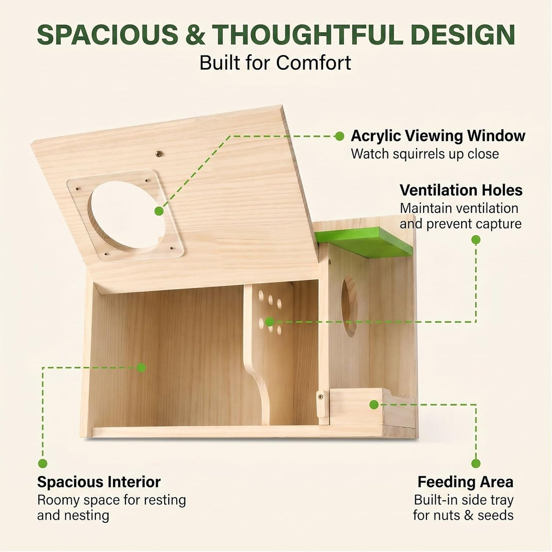 Large Squirrel Houses for Outside, Squirrels Nesting Box with Platform