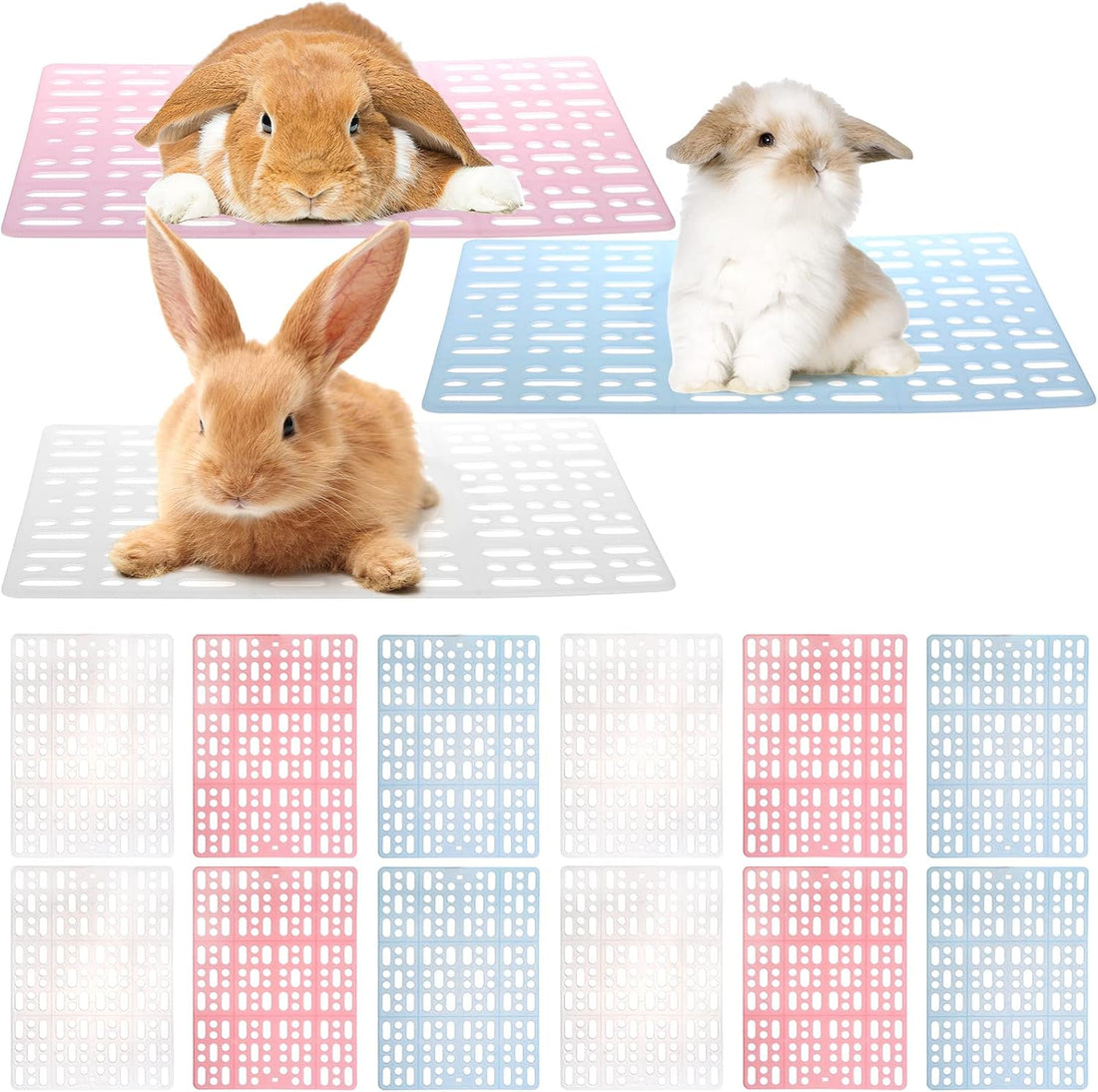 Lyellfe 12 Pack Plastic Rabbit Cage Mat with Snap Joint