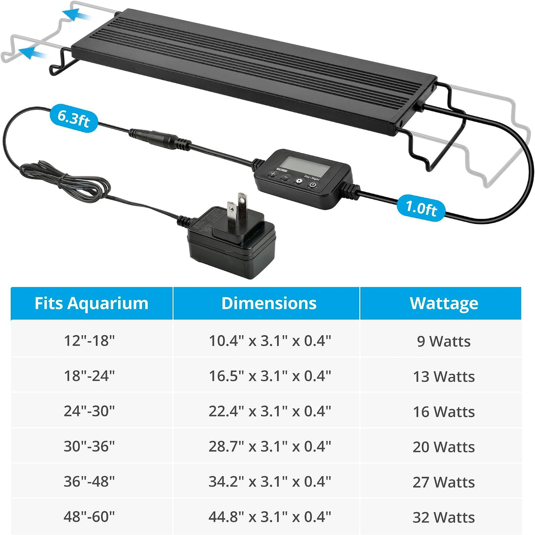 NICREW C10 Plant Aquarium Light, 18-24 in, 13W