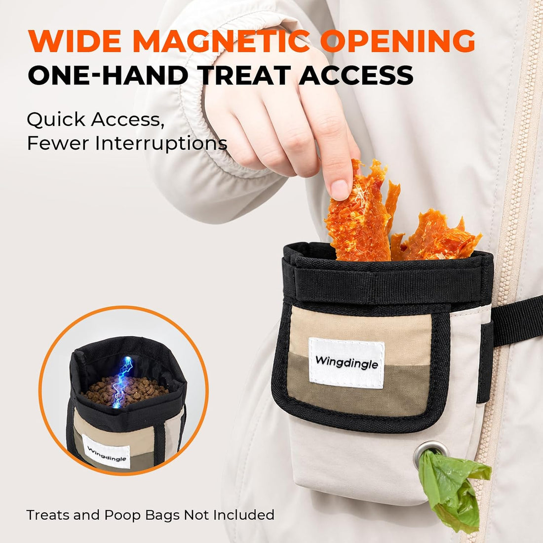 Magnetic Dog Treat Bag with Belt Clip for Training and Walking