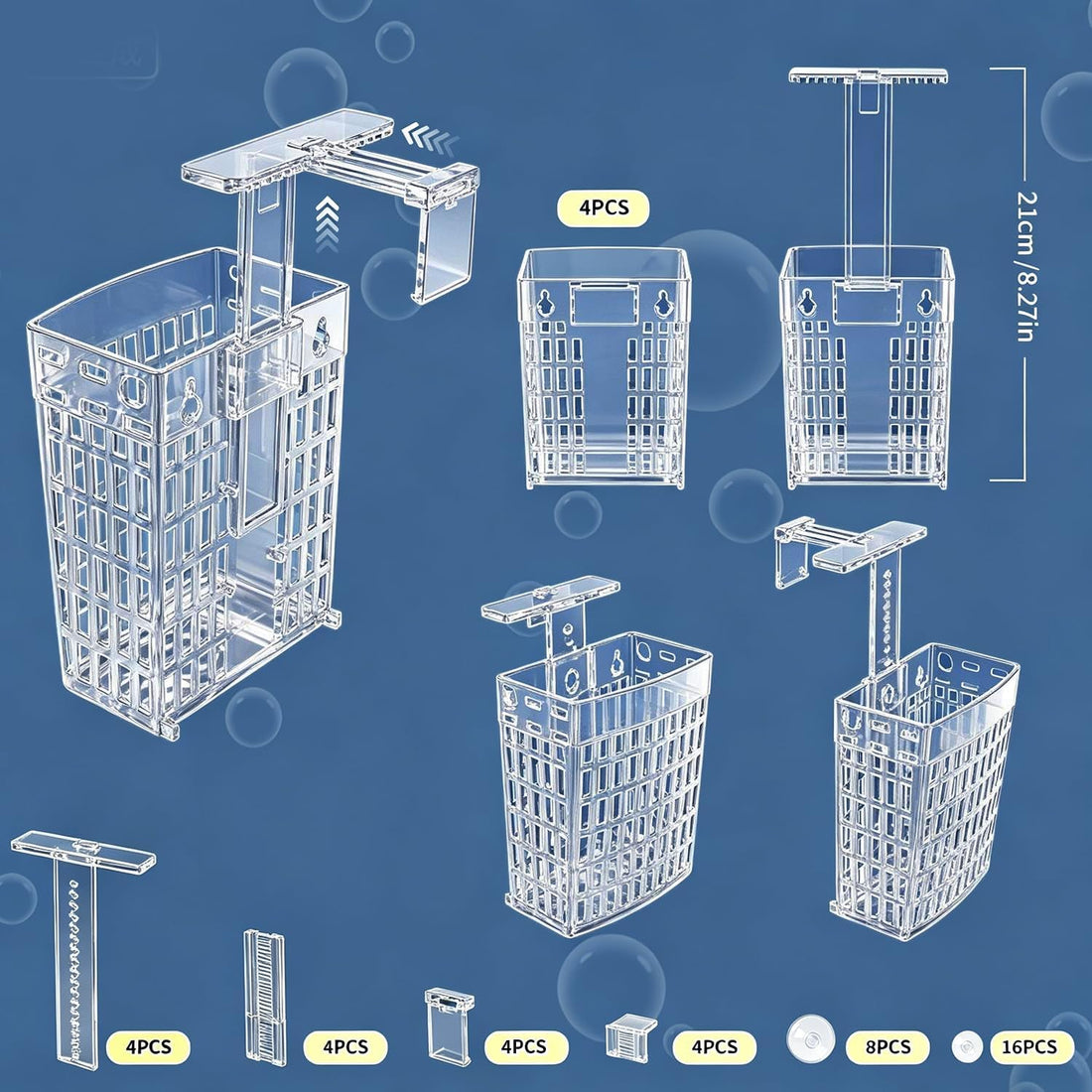 Newly Upgraded Aquarium Plant Holder 4-Pack(Transparent)