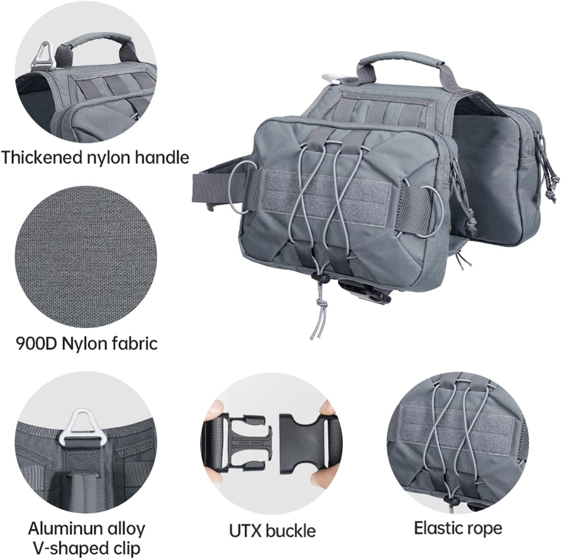 EXCELLENT ELITE SPANKER Nylon Dog Backpack with 2 Side Pockets