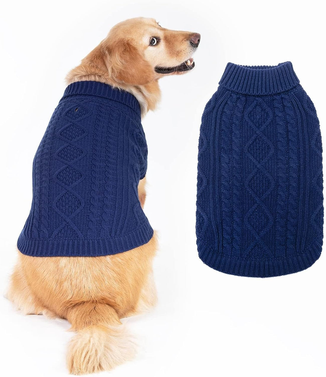 BINGPET Dog Sweater for Small Medium Dogs, Turtleneck Knitted Clothes
