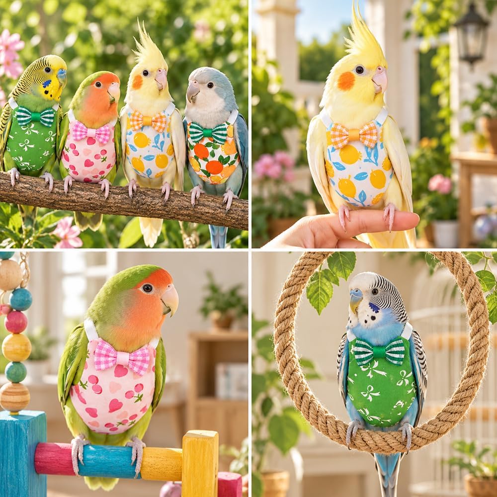 4 Pcs Cute Bird Diaper, Reusable Parrot Nappy Flight Suit
