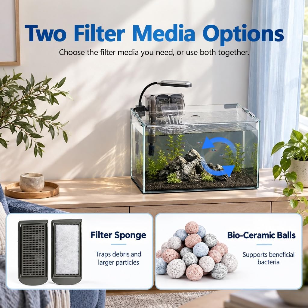10 Gallon Fish Tank Set Glass Aquarium Kit Starter Set
