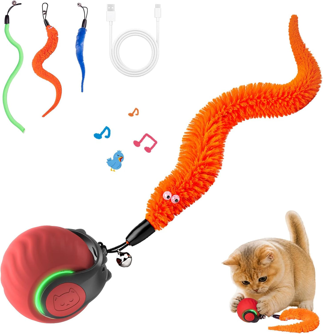 2026 Interactive Cat Toys with Bird Sounds & 3 Modes for Indoor Cats
