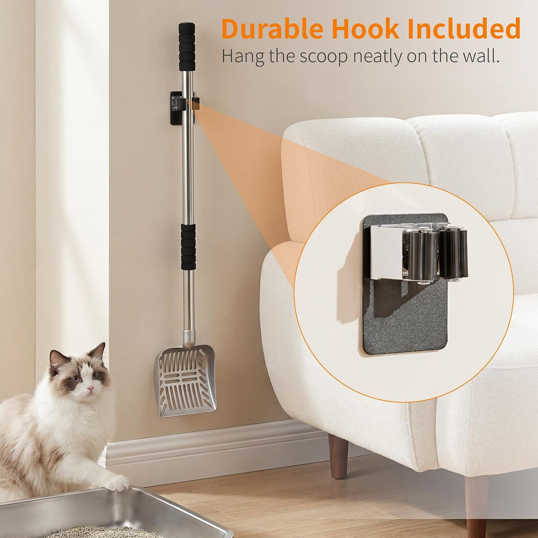 Yangbaga Metal Cat Litter Scoop:Detachable Long Handle Litter Scooper